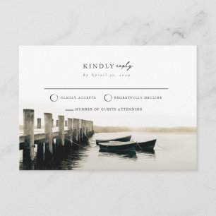 Cape Cod Dock Mail Back Moody Coastal RSVP-Karte  Begleitkarte