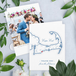 Cape Cod Elegante Hochzeit in Urlaubsort Dankeskarte