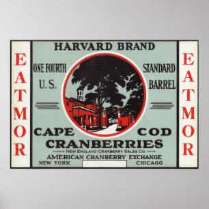 Cape Cod Harvard Eatmor Cranberries Marke Poster