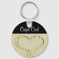 Cape Cod Heart on a Sandy Beach Key Chain