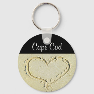 Cape Cod Heart on a Sandy Beach Key Chain Schlüsselanhänger