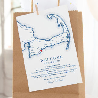 Cape Cod Hochzeit in Urlaubsort Begrüßungsreise Dankeskarte