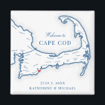 Cape Cod Hochzeit in Urlaubsort Gefallen Magnet<br><div class="desc">Schnelle und einfache Bestellung! Diese Cape Cod Kartenmagnete machen aus großen Cape Cod Gastgeschenke Hochzeiten, die Sie in Ihre Cape Cod Hochzeit in Urlaubsort Willkommenstaschen aufnehmen können. Bewegen Sie das Herz, indem Sie unter "Anpassen" auf "Bearbeiten mit dem Designwerkzeug" klicken. Ideal für alle großen Hochzeitsstätten in Kap, inklusive Club at...</div>