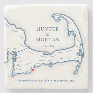Cape Cod Hochzeit in Urlaubsort Gift Steinuntersetzer