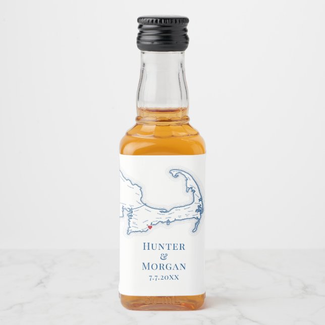 Cape Cod Hochzeit in Urlaubsort Nip Alkoholflaschenetikett (Vorderseite)