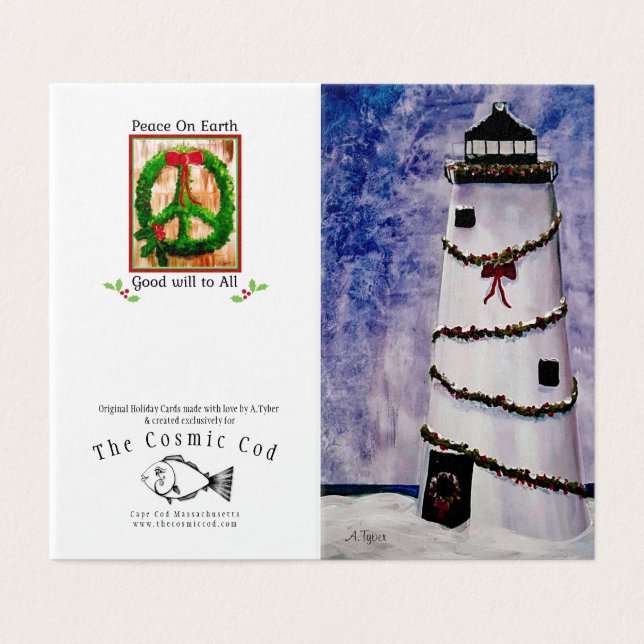 Cape Cod Holiday Lighthouse Grußkarte (Außenseite Aufgefaltet)