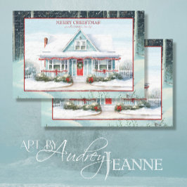 Cape Cod House Frohe Weihnachtsschnee Schneebäume Seidenpapier