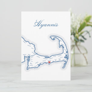 Cape Cod Hyannis Karte Hochzeitstisch Namenskarte