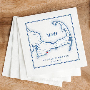 Cape Cod Karte Elegante Hochzeit Serviette