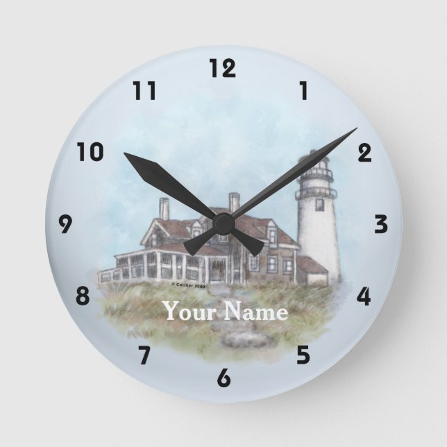 Cape Cod Lighthouse Clock Runde Wanduhr (Vorderseite)