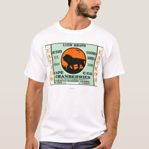 Cape Cod-Löwe Eatmor Moosbeermarken-Aufkleber T-Shirt