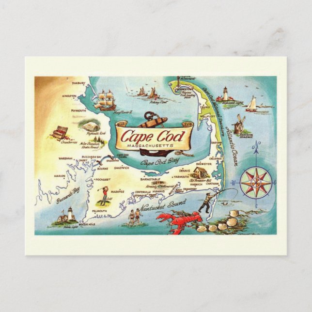 Cape Cod MA Karte  (Vorderseite)