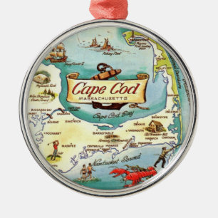 Cape Cod MA Karte Ornament Aus Metall