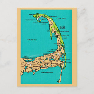 Cape Cod MA Karte Postkarte