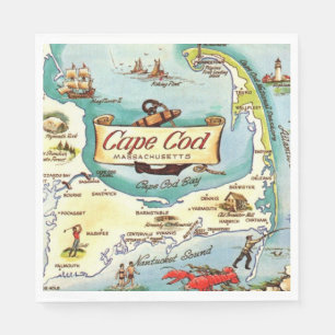 Cape Cod MA Karte  Serviette
