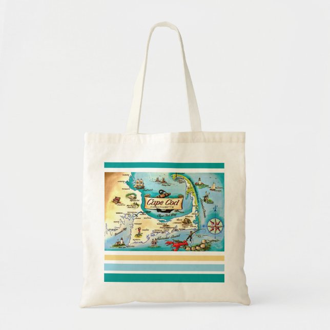 Cape Cod MA Map Tote Tragetasche (Vorne)