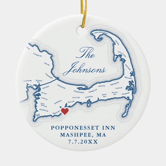Cape Cod MA Wedding Foto Erstes Weihnachtsfest Keramik Ornament (Vorne)