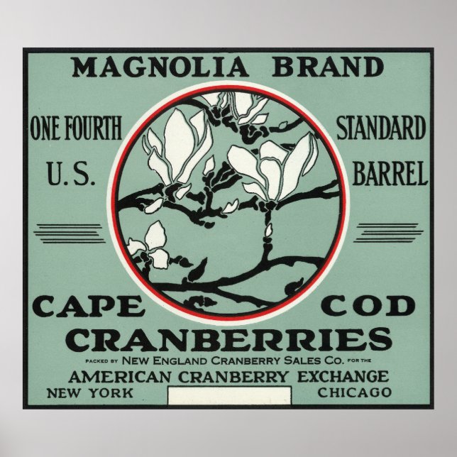 Cape Cod Magnolia Marke Cranberry Label Poster (Vorne)
