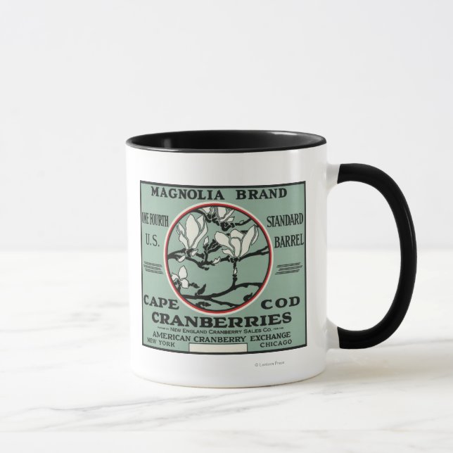 Cape Cod Magnolia Marke Cranberry Label Tasse (Rechts)