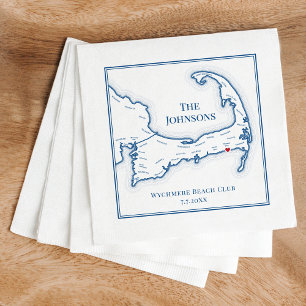 Cape Cod Map Elegante Personalisierte Hochzeit Nap Serviette