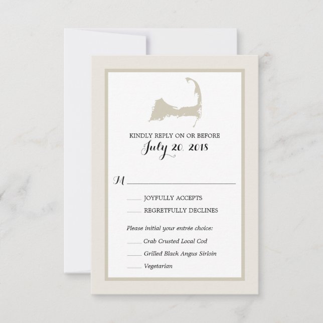 Cape Cod Map | RSVP-Menü Hochzeiten RSVP Karte (Vorderseite)