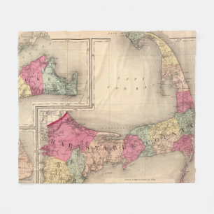Cape Cod, Martha's Vineyard u. Nantucket Karte Fleecedecke