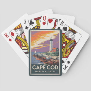 Cape Cod Massachusetts Illustration Reise Kunst Spielkarten