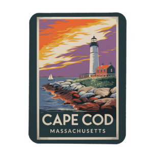 Cape Cod Massachusetts Illustration Reisen Magnet