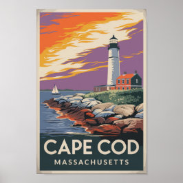 Cape Cod Massachusetts Illustration Reisen Poster