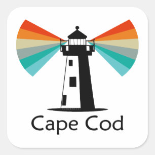 Cape Cod Massachusetts Leuchtturm Regenbogen Quadratischer Aufkleber