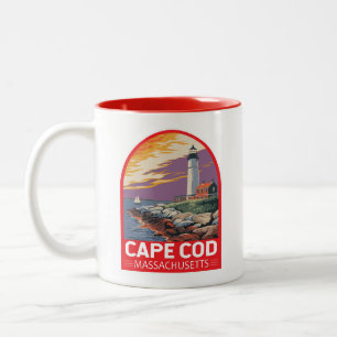 Cape Cod Massachusetts Reise Kunst Emblem Zweifarbige Tasse