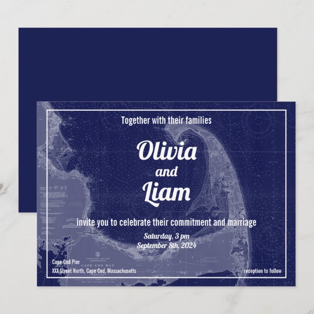 Cape Cod Massachusetts Vintage Karte Einladung Hoc (Vorne/Hinten)