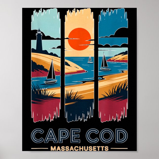 Cape Cod Massachusetts Vintage Reise Segelboot Str Poster (Vorne)