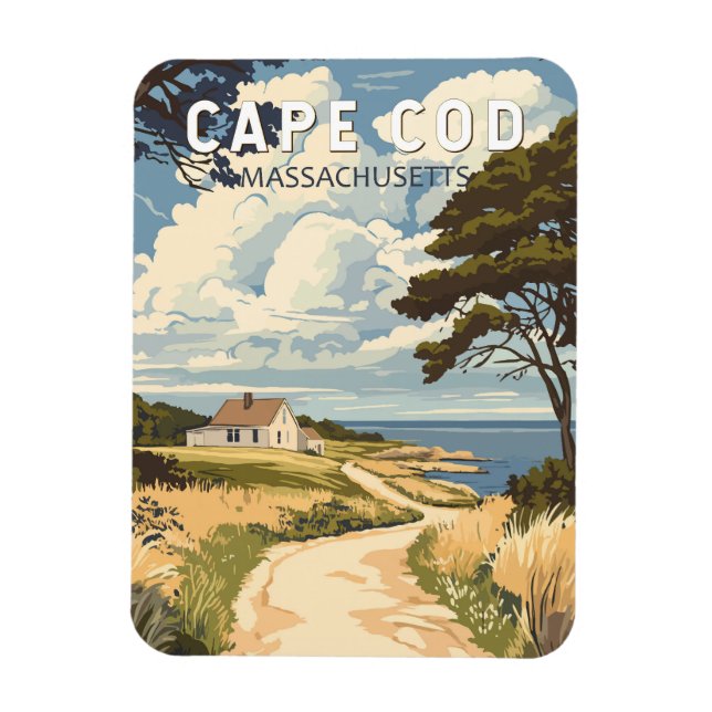 Cape Cod Massachusetts Wandern Vintag Magnet (Vertikal)