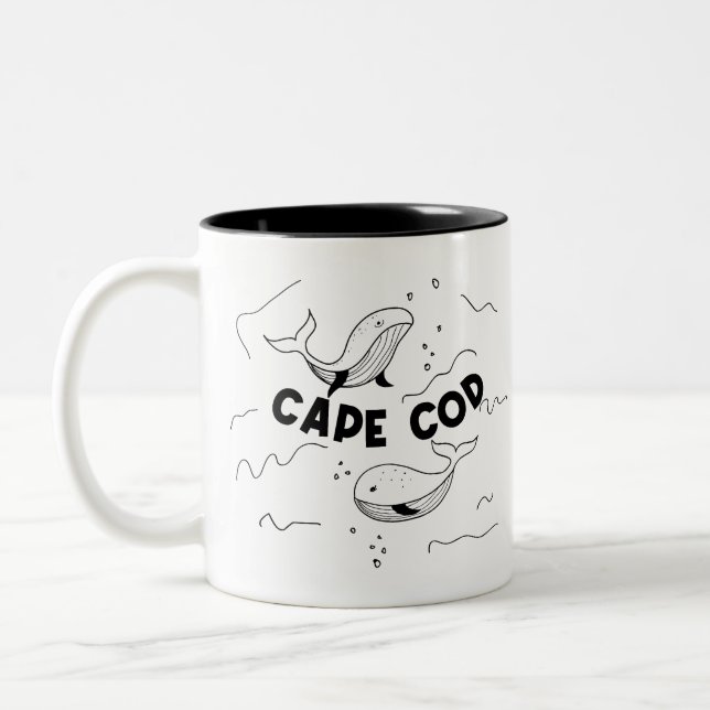 Cape Cod Massachusetts Whales Zweifarbige Tasse (Links)