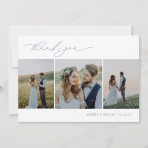 CAPE COD Minimalistische 3-Foto-Hochzeit Dankeskarte