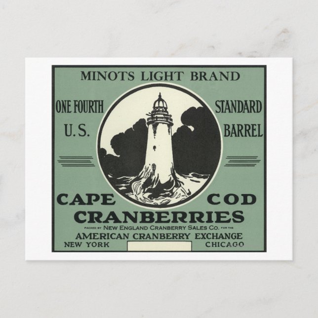 Cape Cod Minots Light Brand Cranberry Label Postkarte (Vorderseite)