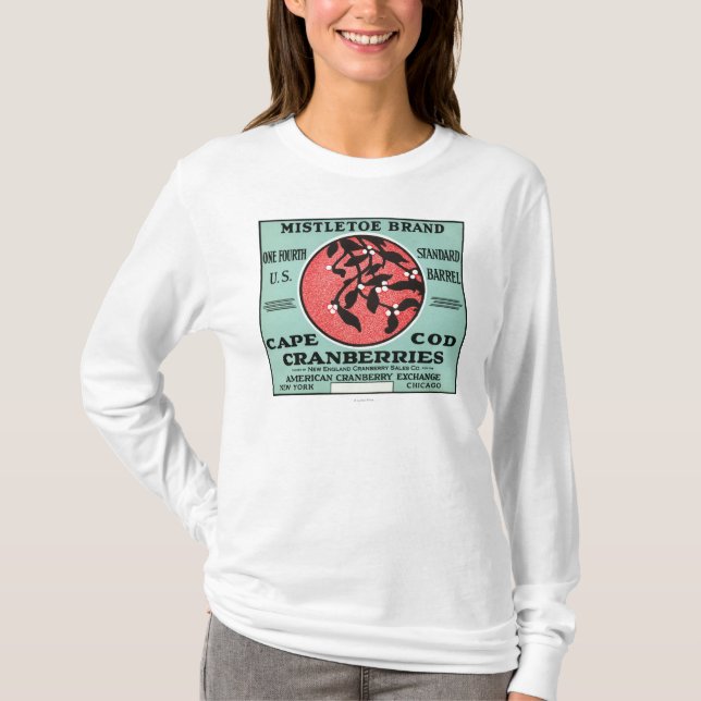 Cape Cod-Mistelzweig-Marken-Moosbeeraufkleber T-Shirt (Vorderseite)