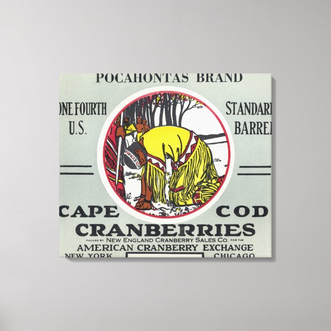 Cape Cod Pocahontas Markenzeichen Cranberry Label Leinwanddruck (Vorderseite)