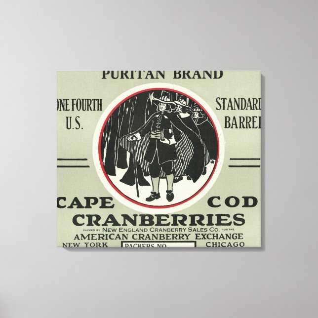 Cape Cod Puritan Brand Cranberry Label Leinwanddruck (Vorderseite)
