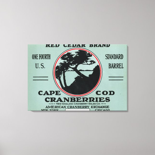 Cape Cod Red Cedar Marke Cranberry Label Leinwanddruck (Vorderseite)