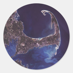 Cape Cod-Satelliten-Fotografie Runder Aufkleber