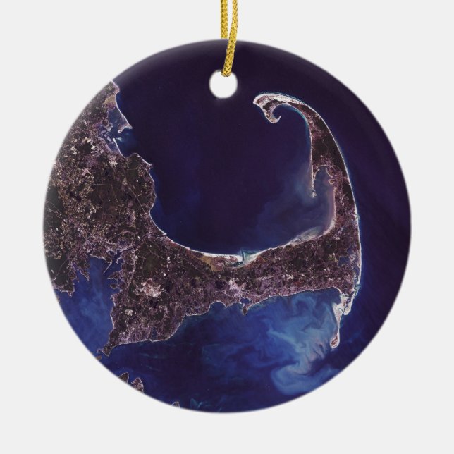 Cape Cod-Satellitenphotographie Keramik Ornament (Vorne)