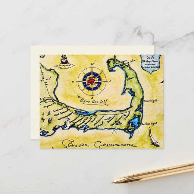 Cape Cod Scenic Route Postkarte (Vorderseite/Rückseite Beispiel)