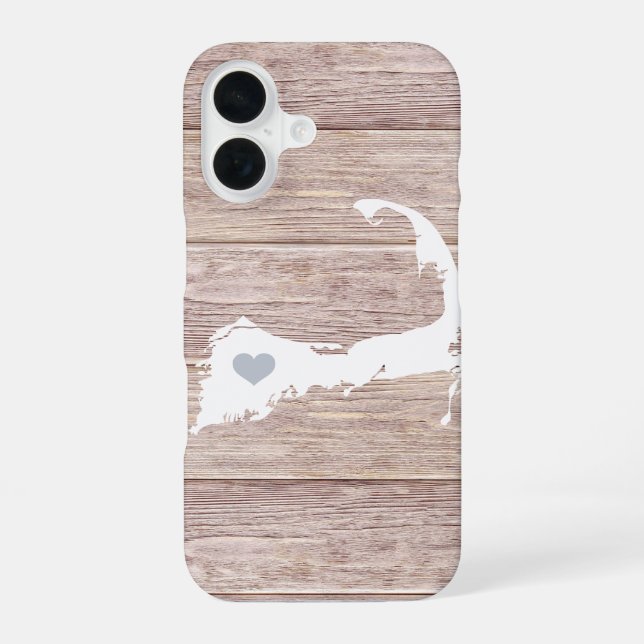 Cape Cod Silhouette Rustikales Holzdesign iPhone 16 Hülle (Rückseite)