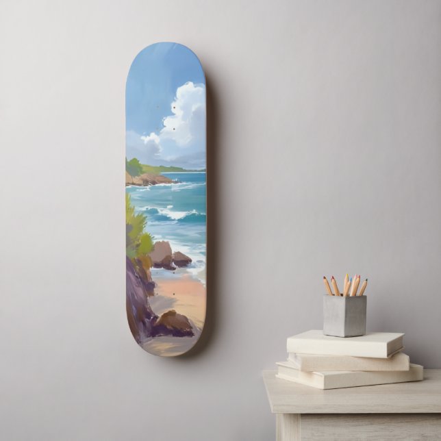 Cape Cod Strand Bucht Ozean Gemälde Skateboard (Wandkunst)