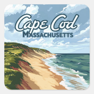 Cape Cod Strand Meeresküste Massachusetts Blau Quadratischer Aufkleber