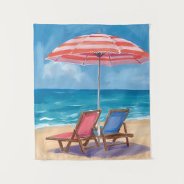 Cape Cod Strandtag | Aquarell-Ozean MA Wandteppich