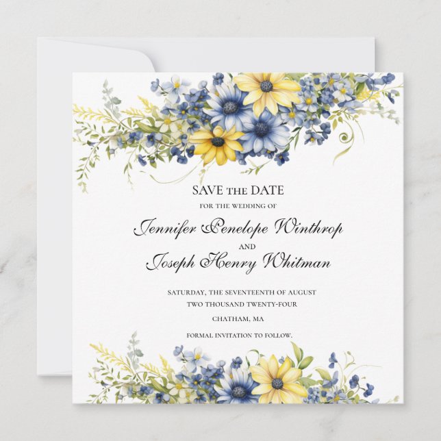 Cape Cod Summer Floral Wedding Save the Date Card (Vorderseite)