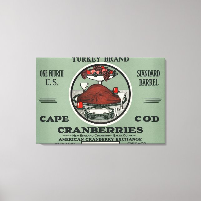 Cape Cod Turkey Brand Cranberry Label Leinwanddruck (Vorderseite)